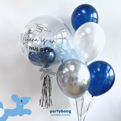 [Helium Inflated] 24inch Custom Bubble Balloon Graduation Set B