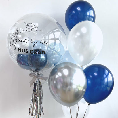 [Helium Inflated] 24inch Custom Bubble Balloon Graduation Set B