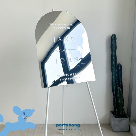 4 Days Rental Mirror Acrylic Signage Arch (Silver)