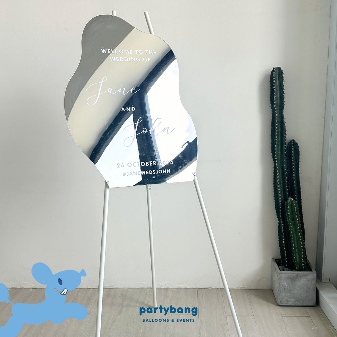4 Days Rental Mirror Acrylic Signage Irregular Shape (Silver)