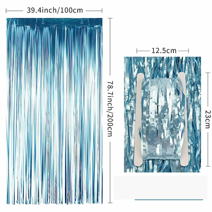 Blue Tinsel Backdrop Party Decoration Streamer