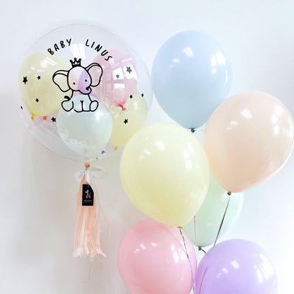 [Helium Inflated] 24inch Custom Bubble Balloon Baby Shower Full Month 100 Days Set B