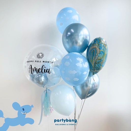 [Helium Inflated] 24inch Custom Bubble Balloon Baby Shower Full Month 100 Days Set B