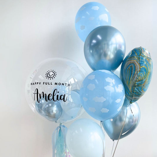 [Helium Inflated] 24inch Custom Bubble Balloon Baby Shower Full Month 100 Days Set B