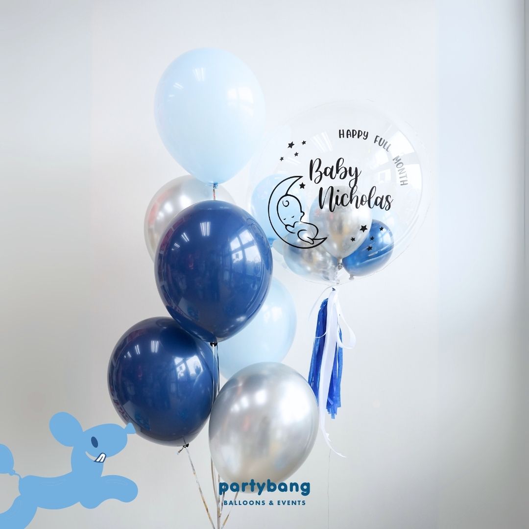 [Helium Inflated] 24inch Custom Bubble Balloon Baby Shower Full Month 100 Days Set B