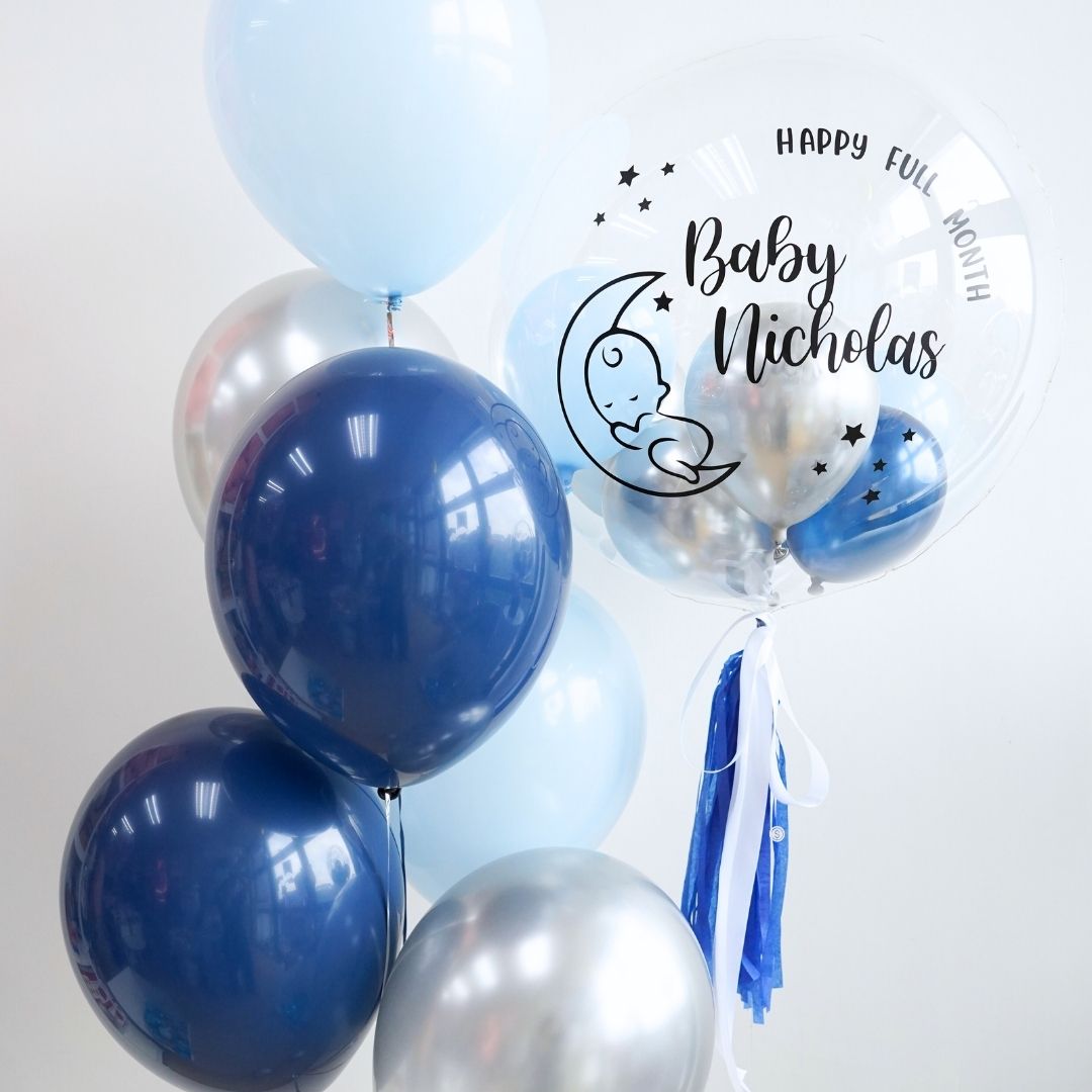 [Helium Inflated] 24inch Custom Bubble Balloon Baby Shower Full Month 100 Days Set B