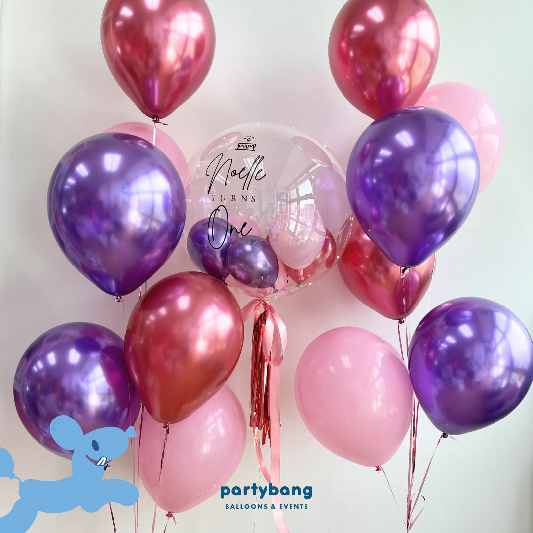 [Helium Inflated] 24inch Custom Bubble Balloon Birthday Set C
