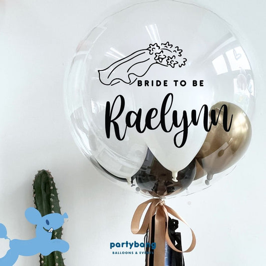 [Helium Inflated] 24inch Custom Bubble Balloon Bridal Shower Set A