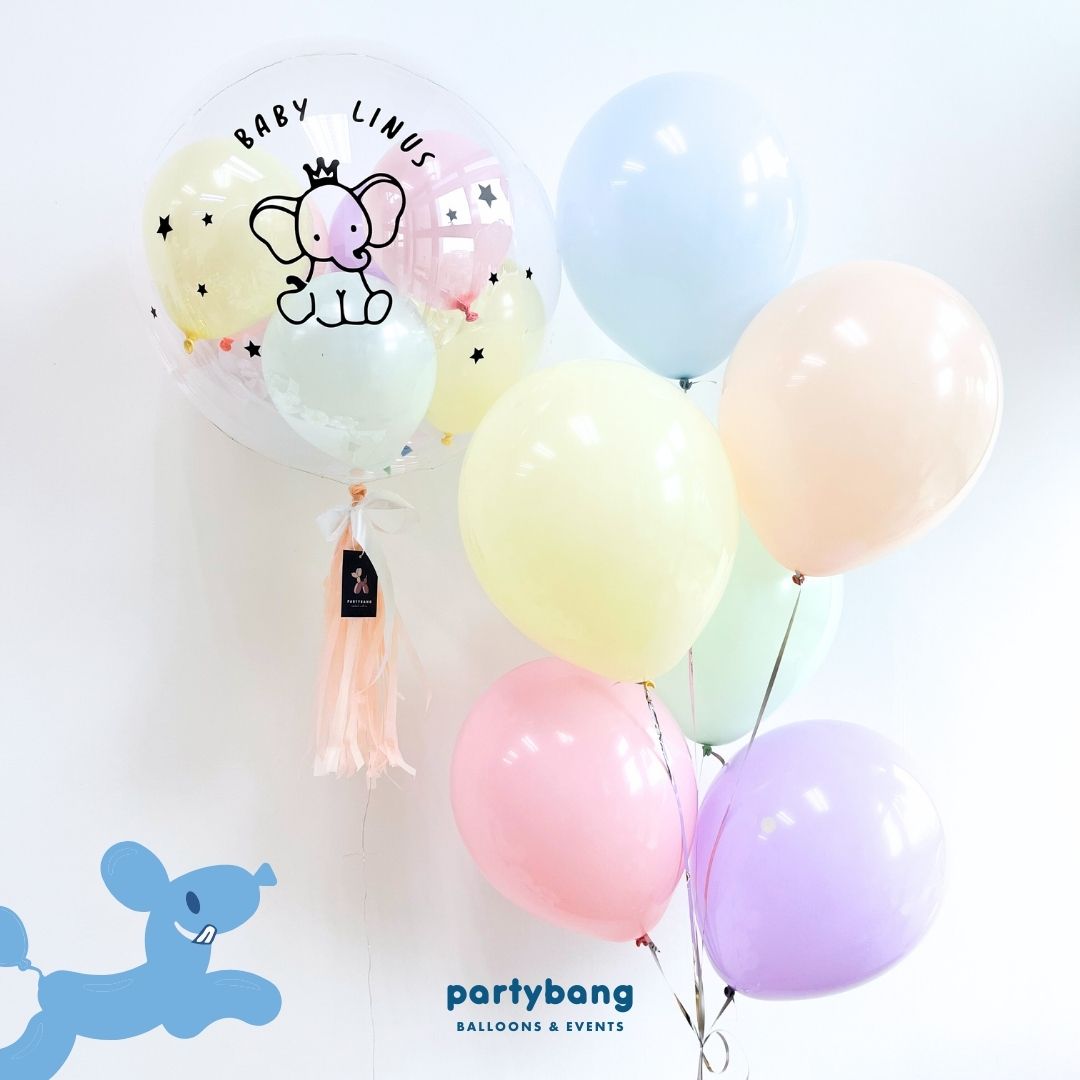 [Helium Inflated] 24inch Custom Bubble Balloon Baby Shower Full Month 100 Days Set B