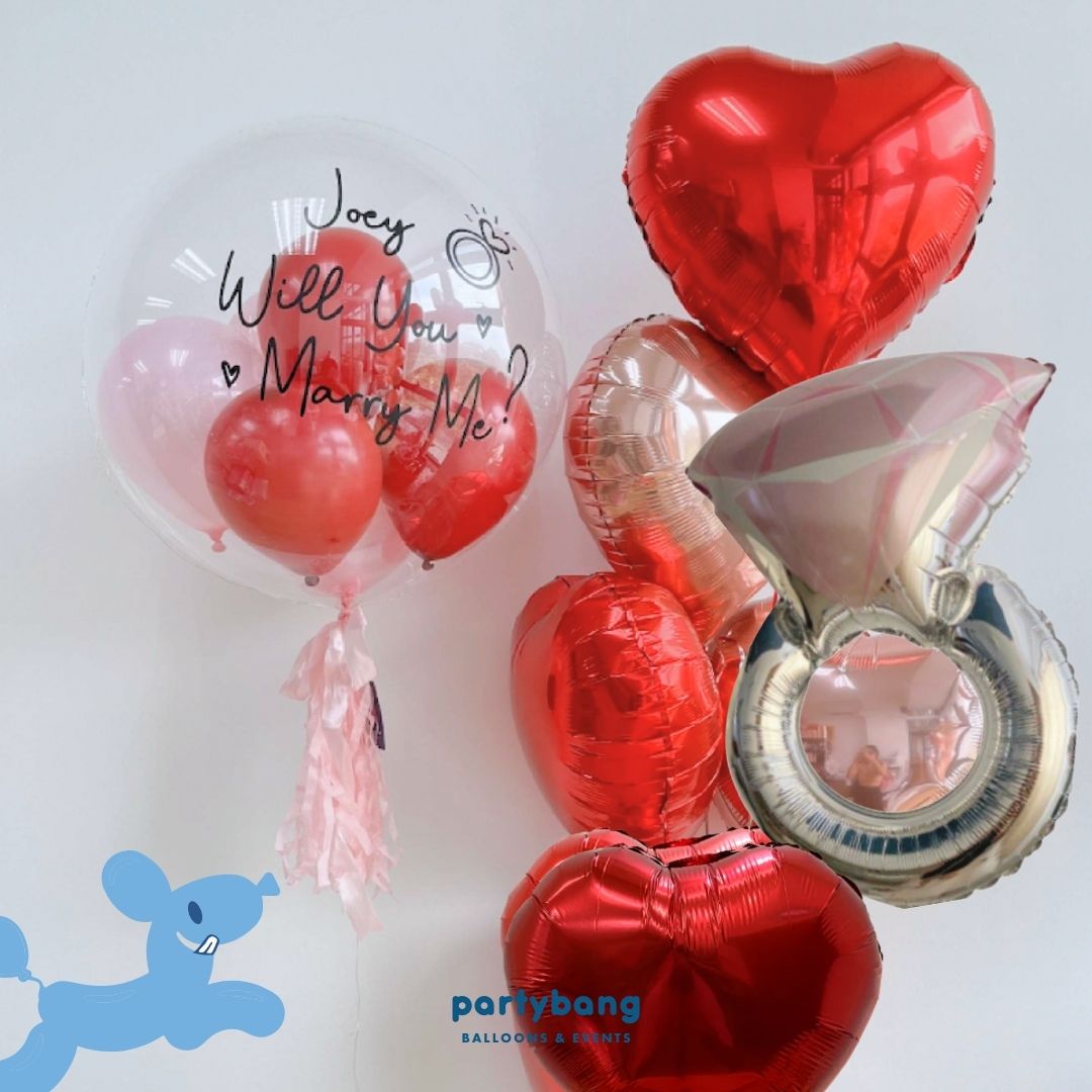[Helium Inflated] 24inch Custom Bubble Balloon Proposal Set D