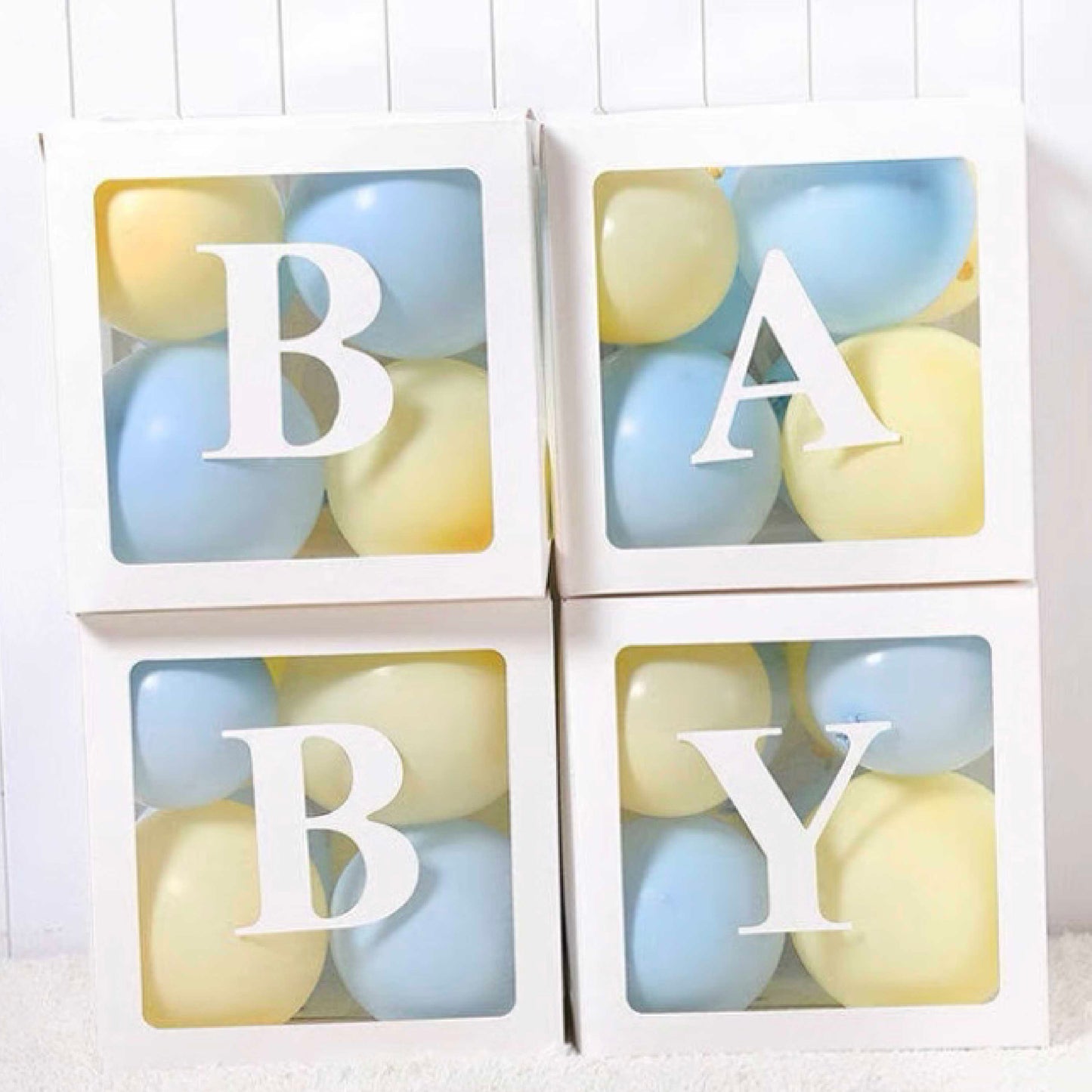 4pc Baby Box Standard White (Inflated with Air Balloons)