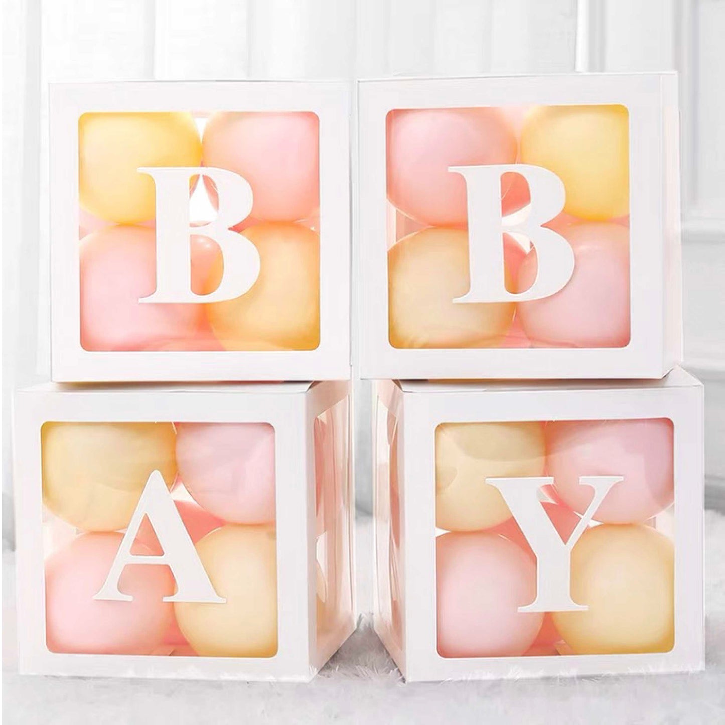 4pc Baby Box Standard White (Inflated with Air Balloons)