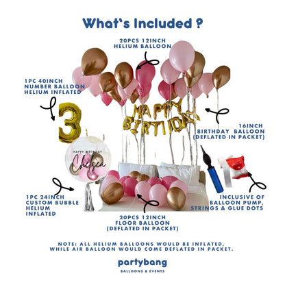[Helium Inflated] Birthday Balloons Hotel Room Staycation Package C