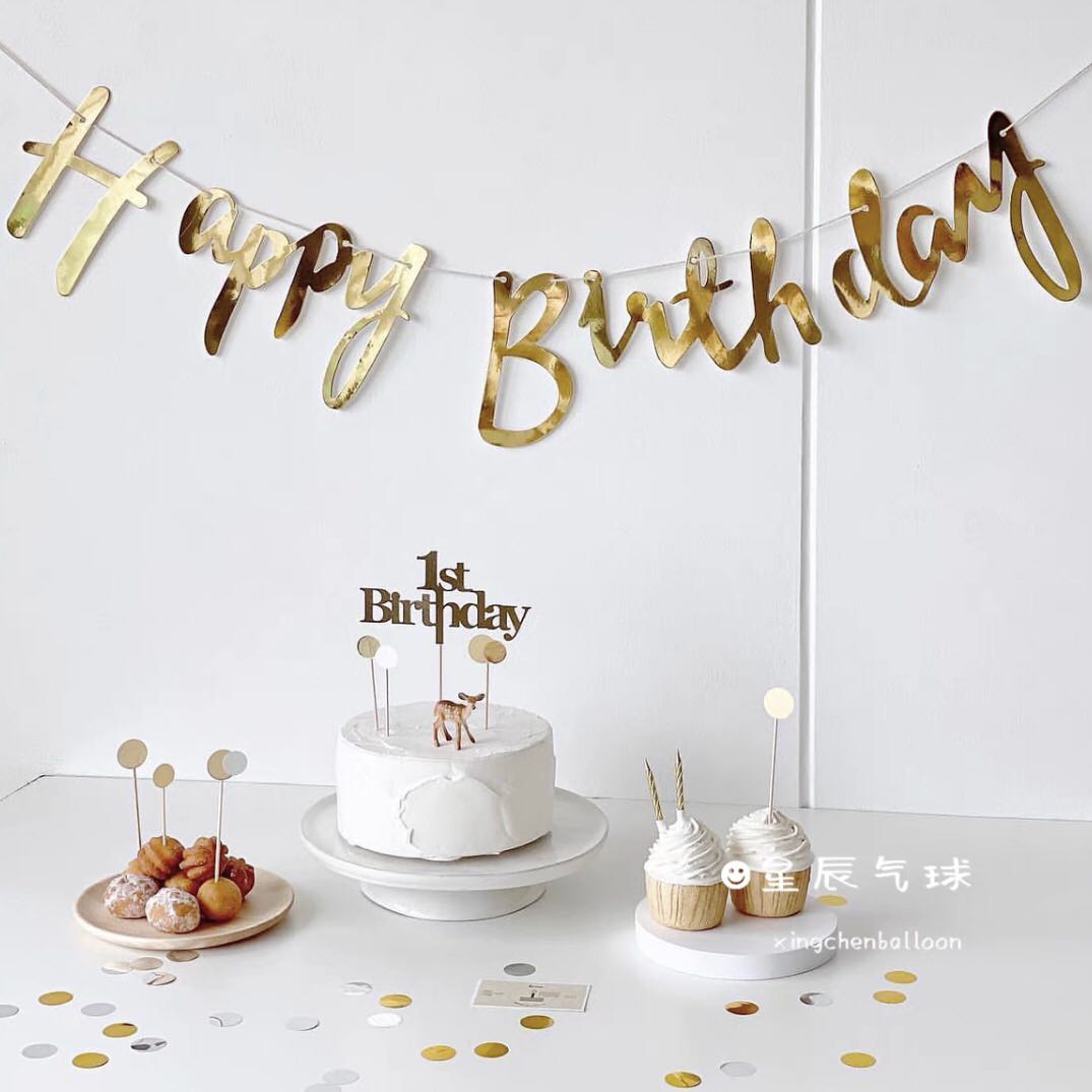Happy Birthday Banner Silver