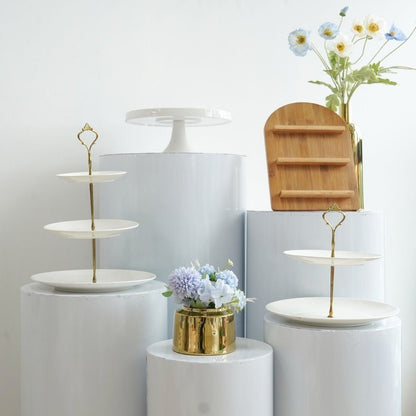 [FOR SALES] Used White Round Metal Pedestal Set B (5pcs)