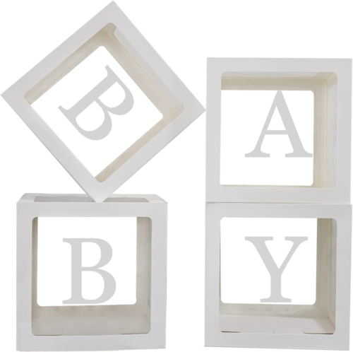 4pc Standard White Baby Box with Balloons (DIY Set)