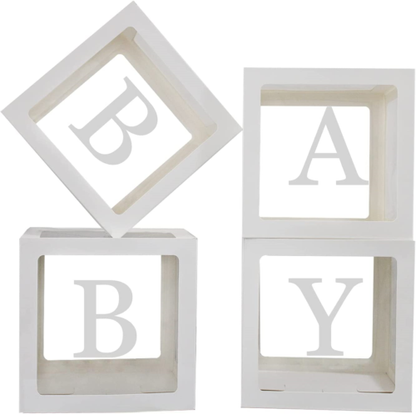 4pc Standard White Baby Box with Balloons (DIY Set)