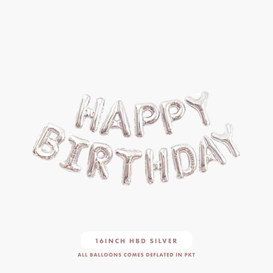 16inch Happy Birthday Foil Balloons (Silver)