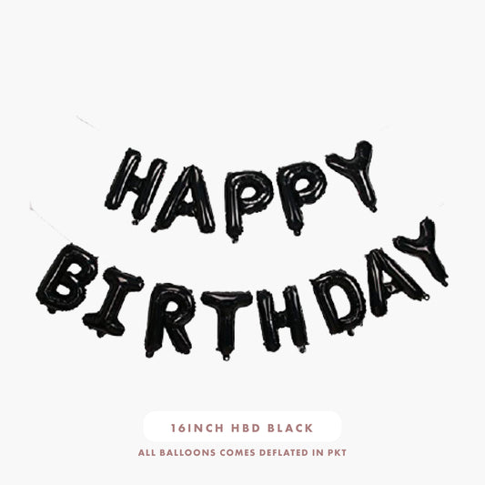 16inch Happy Birthday Foil Balloons (Black)