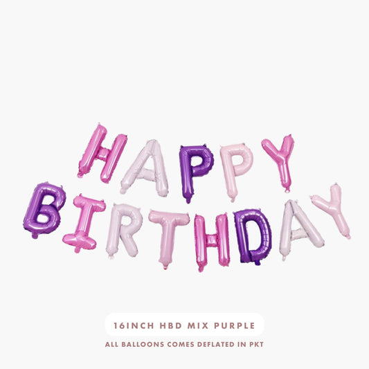 16inch Happy Birthday Foil Balloons (Mix Purple)