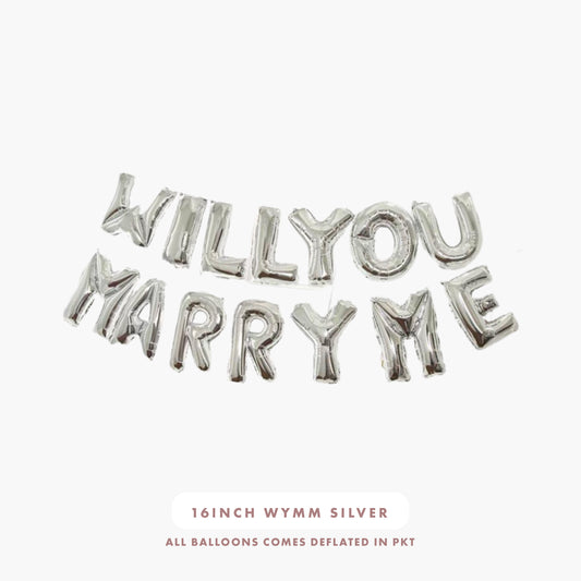 16inch Will You Marry Me Foil Balloons (Silver)