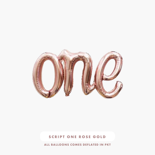 Script "One" Foil Balloons (Rose Gold)