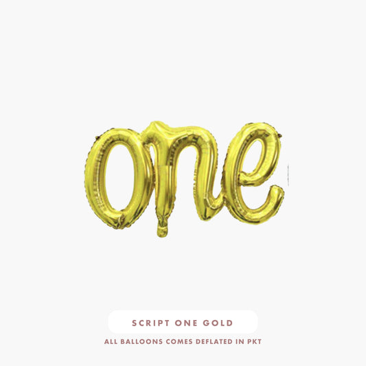 Script "One" Foil Balloons (Gold)