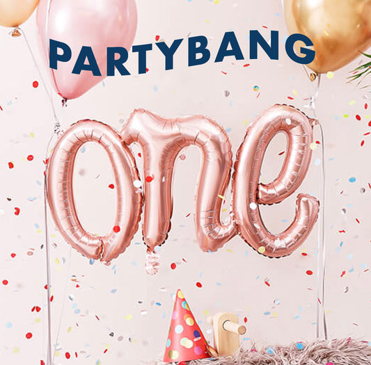 Script "One" Foil Balloons (Rose Gold)